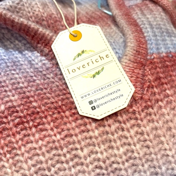 Love Riche V-Neck Hooded Sweater in Pink and Gray NWTS NEW - Picture 6 of 11